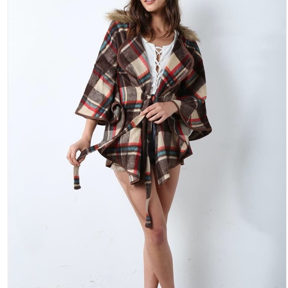 🆕Plaid Faux Fur Fall Coat - Picture 2 of 6